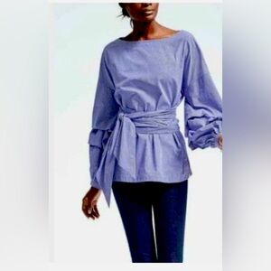 Banana Republic Gingham Pintuck Sleeve Blouse